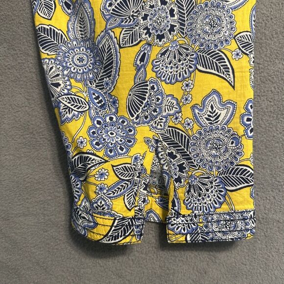Talbots Paisley Printed Tunic Top Plus Size 3X Yellow Blue Office Career Resort - Picture 9 of 10
